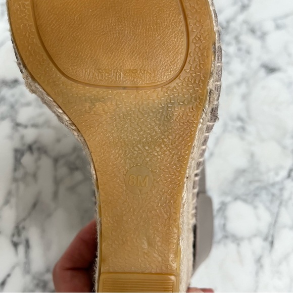 VINCE Gray Taupe Velcro Peep Toe Espadrille Wedge Sandals Size 8 - Picture 11 of 11